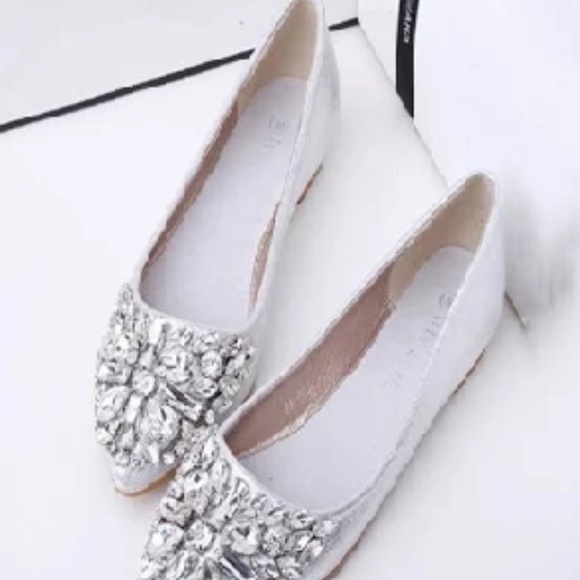 Shoes - Glitter Rhinestone Slip-On Flats
